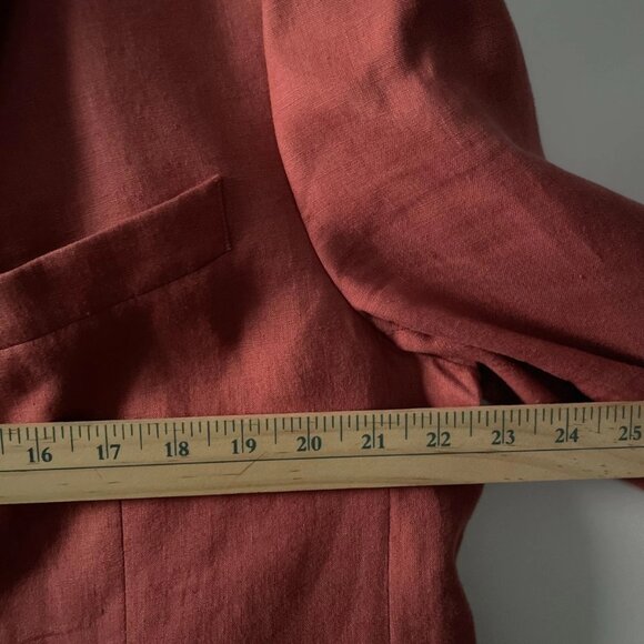 Lauren Ralph Lauren Dark Salmon Pink Single Breasted Linen Sport Blazer Size 44R - Picture 4 of 7